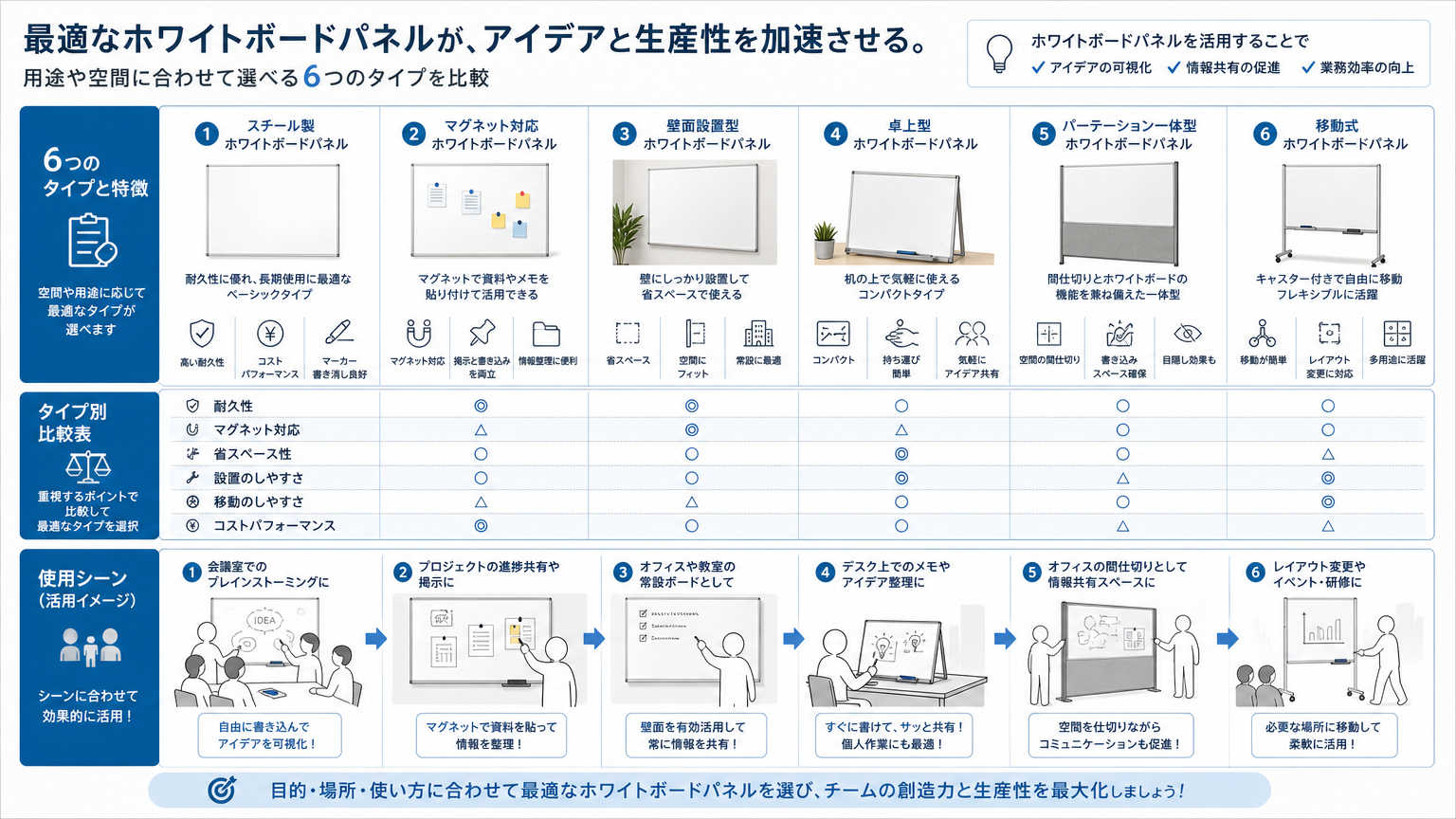 ホワイトボードパネルの種類
