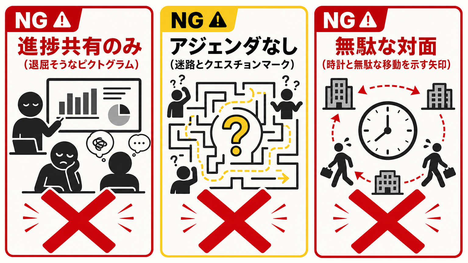 会議室の生産性を下げるNGなミーティング